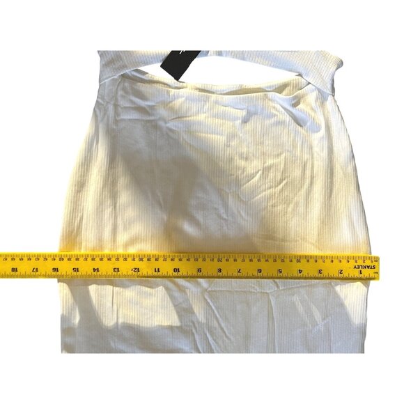 Lulus Divide and Contour White Ribbed Cutout Bodycon Midi Dress Sz Medium Womens - Picture 11 of 16